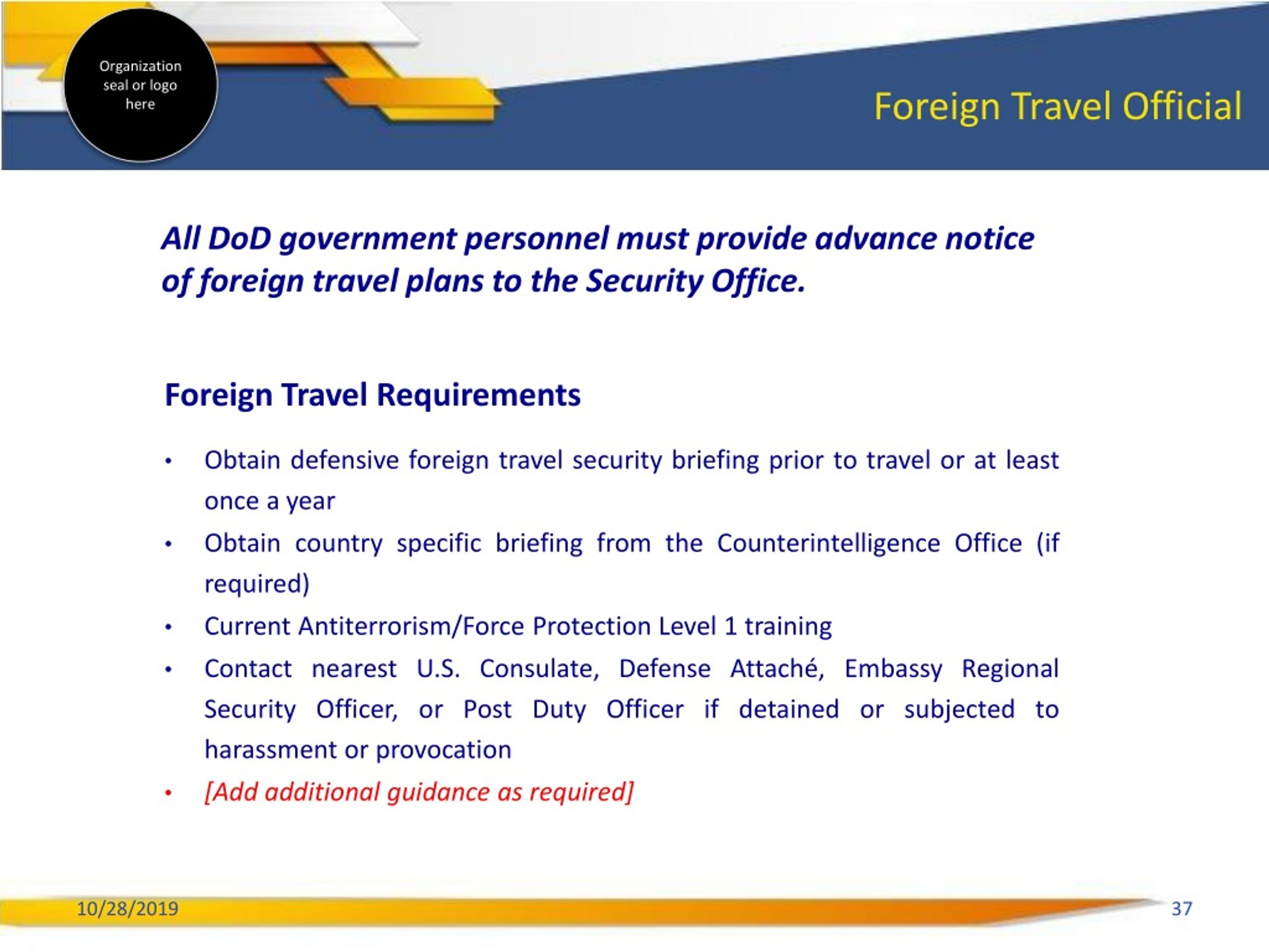 report foreign travel security clearance