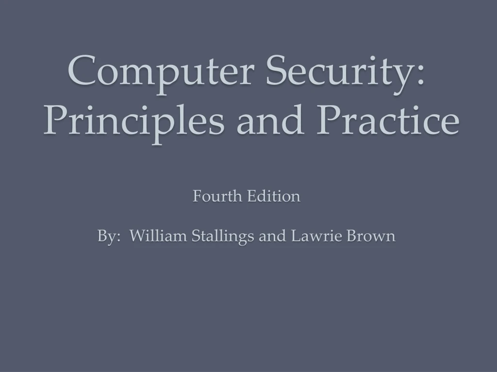 PPT - Computer Security : Principles and Practice Fourth ...