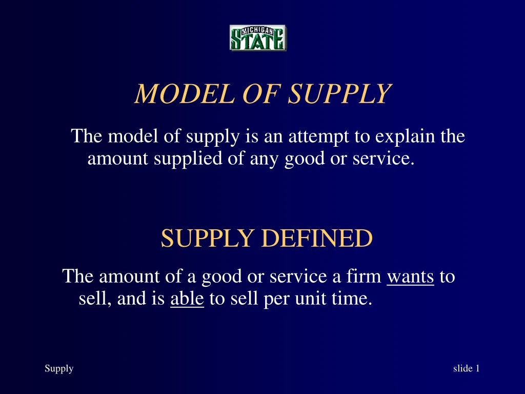 model of supply n.