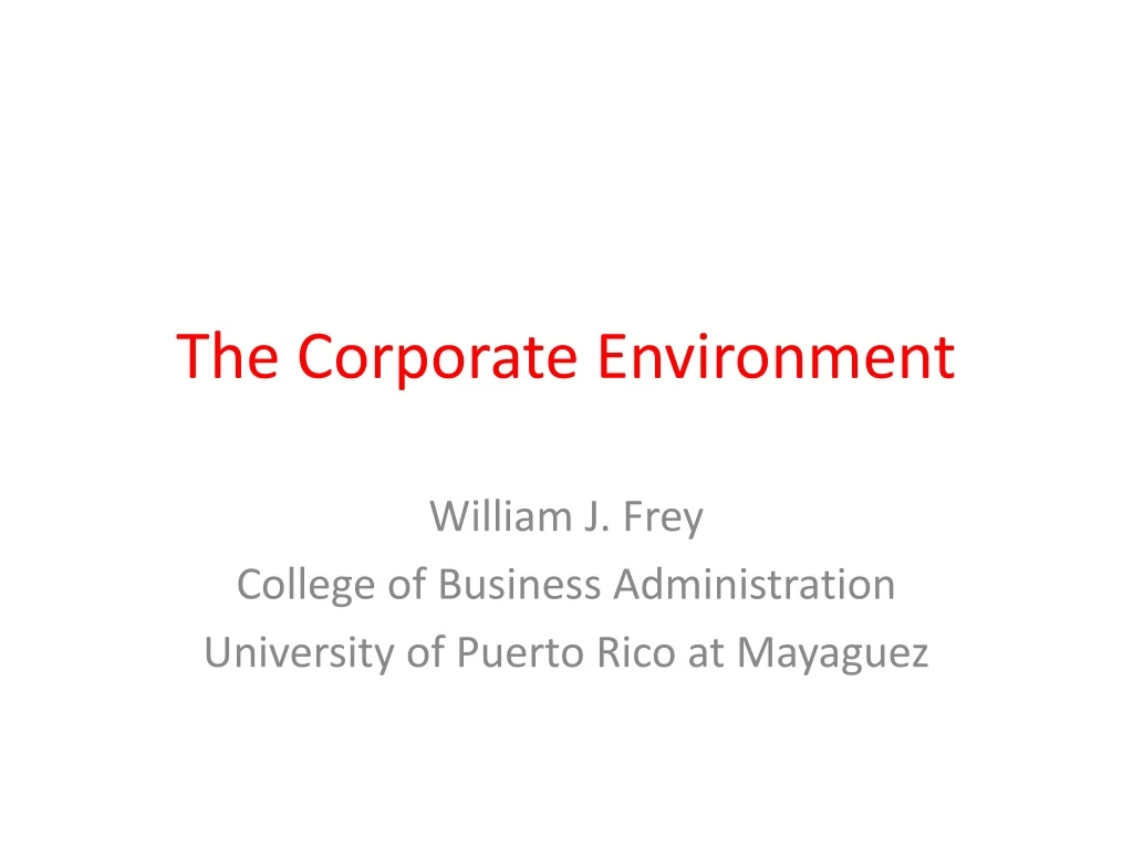 the corporate environment n.