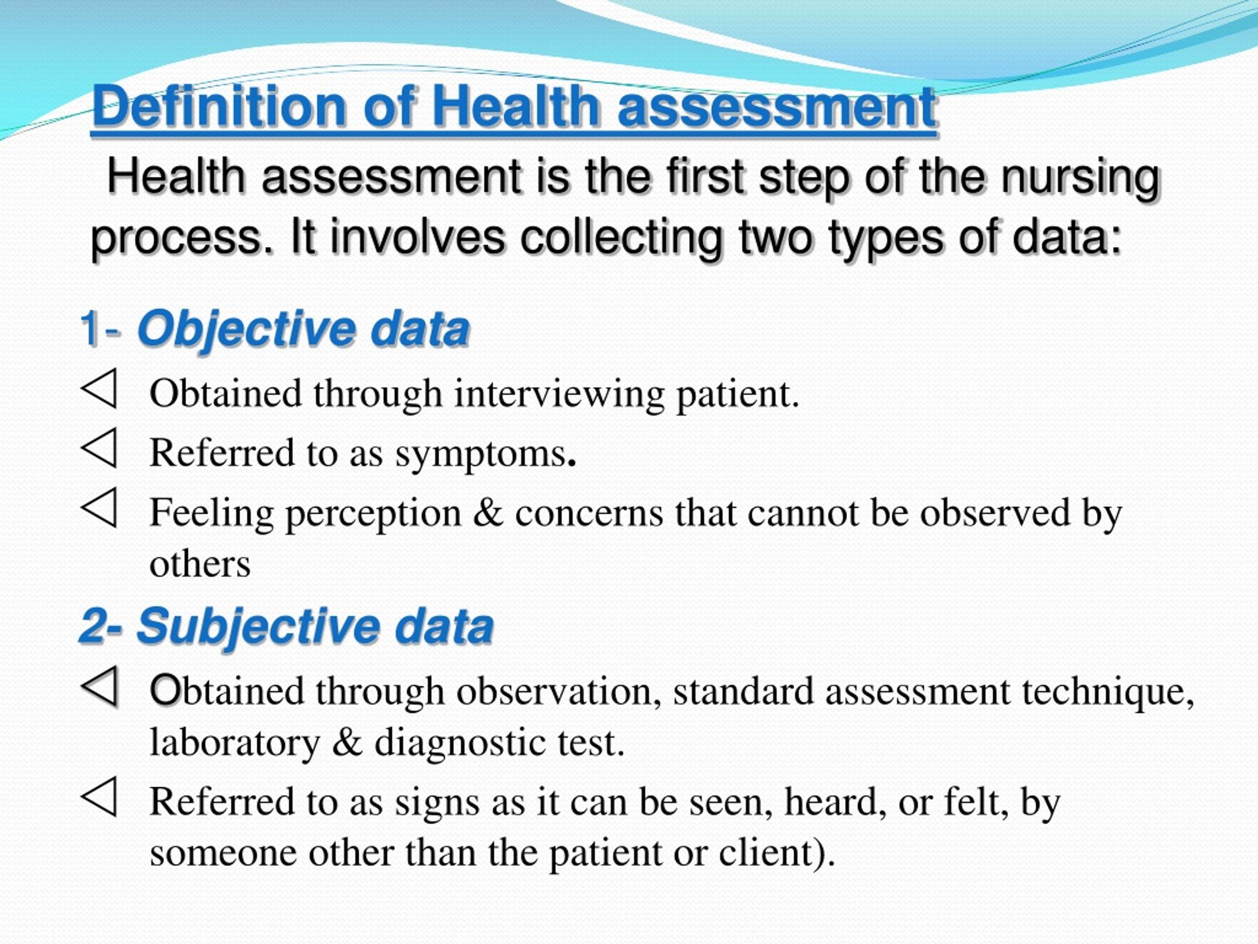 health assessment research definition