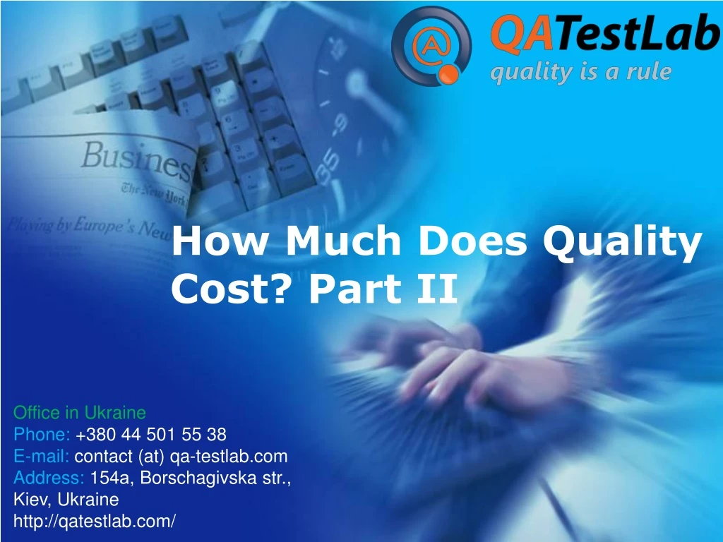 how much does quality cost part ii n.