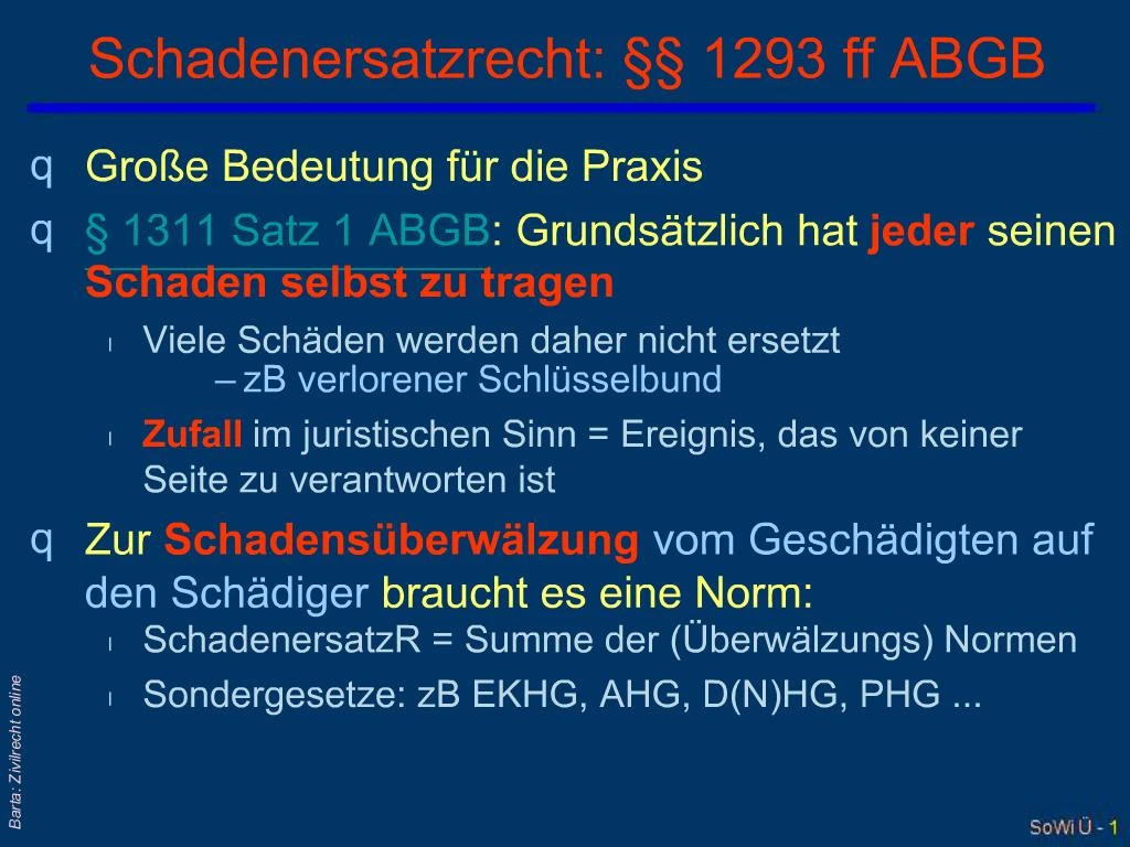 PPT - Schadenersatzrecht: 1293 Ff ABGB PowerPoint Presentation, Free ...