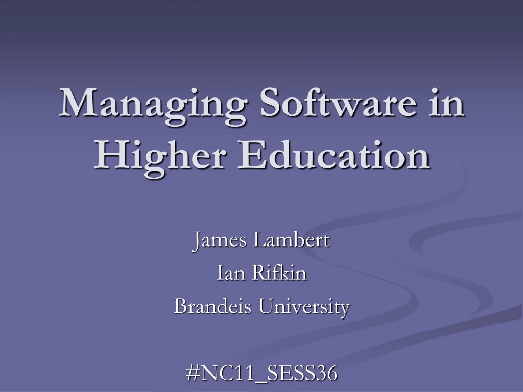 managing software in higher education n.