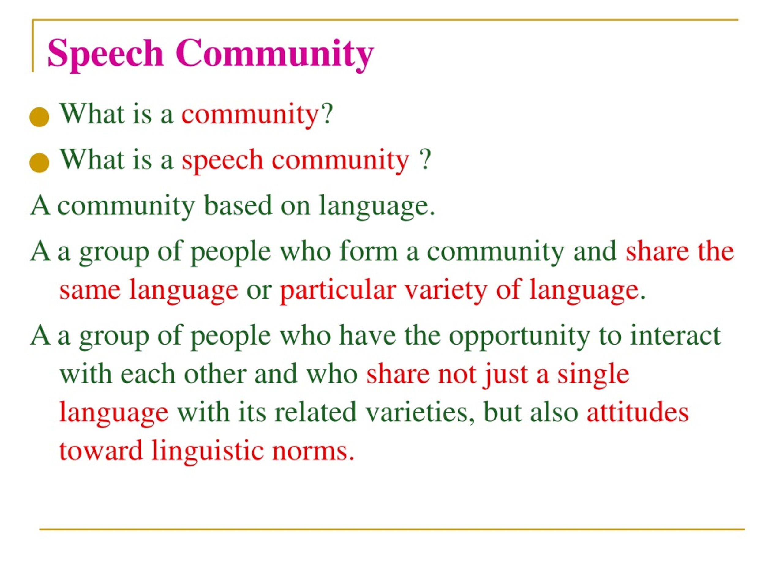 example of speech about community