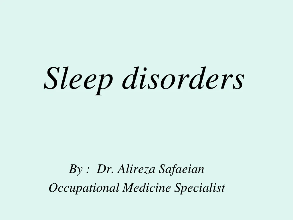 sleep disorders n.