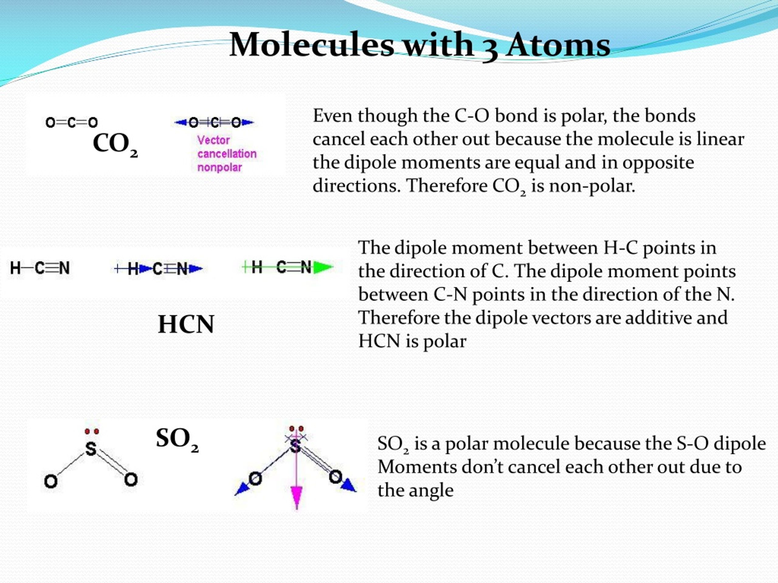 molecules with 3 atoms.