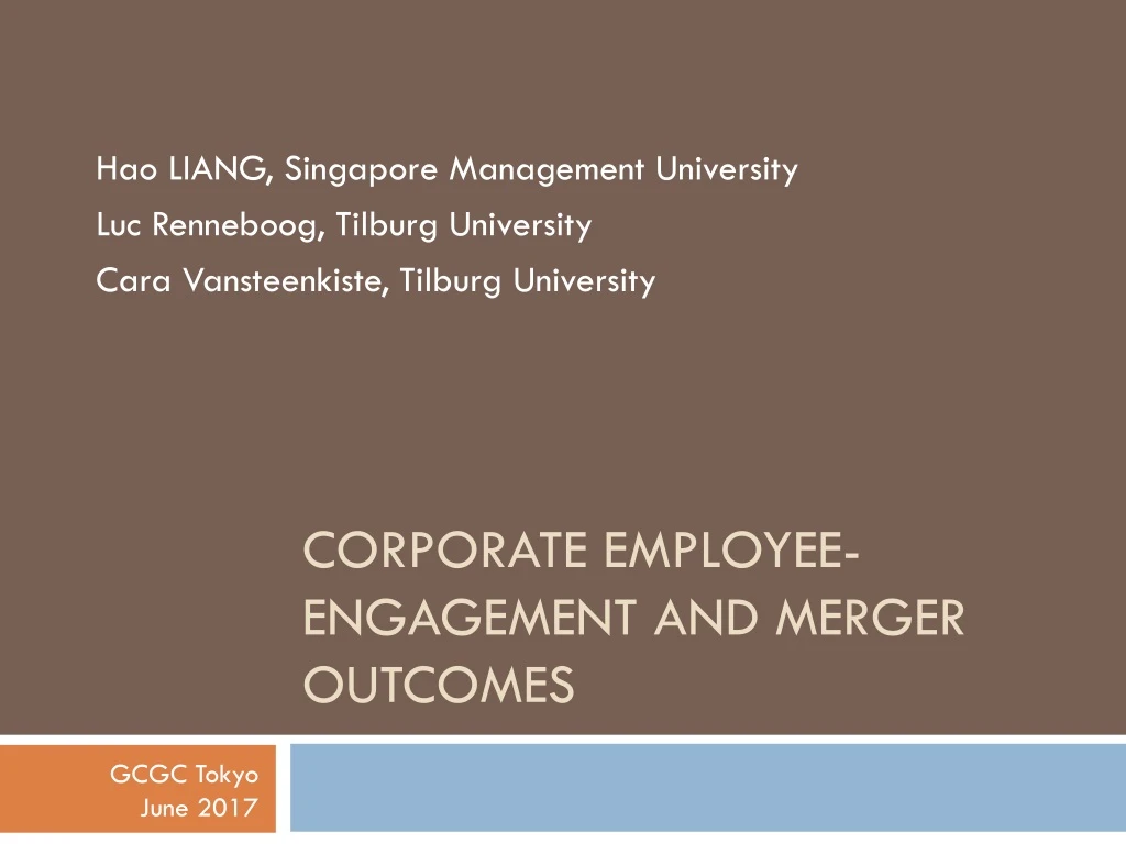 PPT - Corporate Employee-Engagement and Merger Outcomes PowerPoint ...