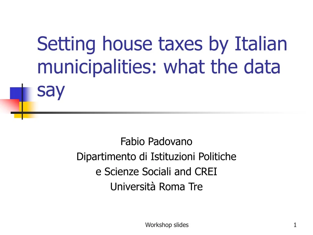 setting house taxes by italian municipalities what the data say n.