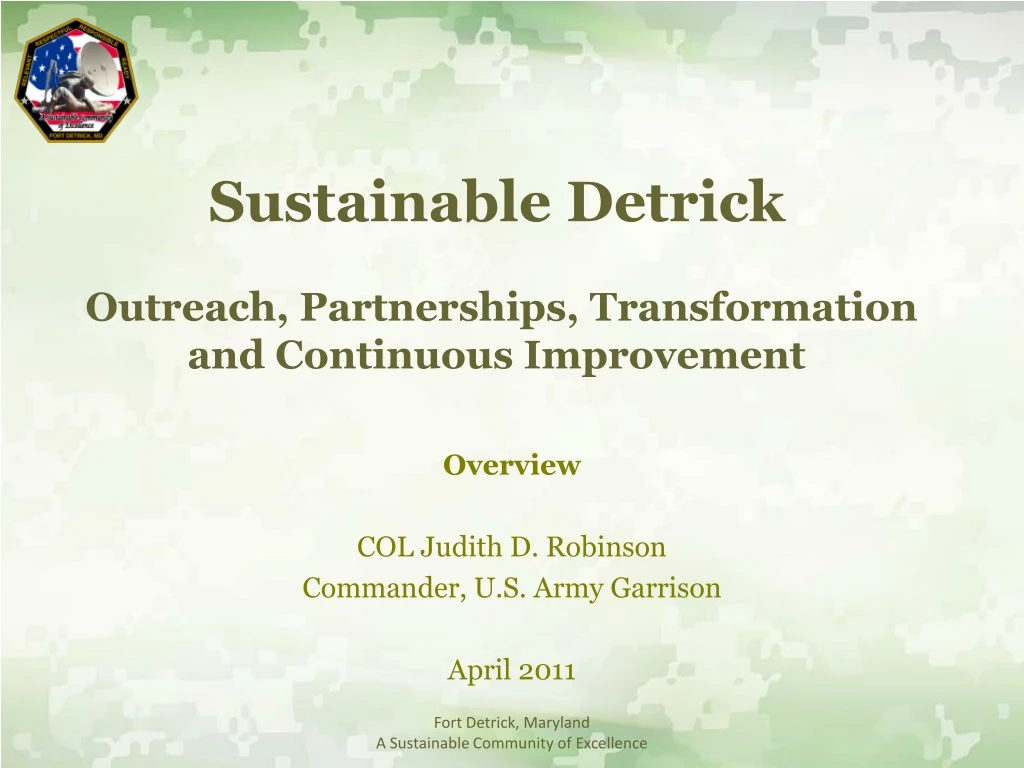 sustainable detrick outreach partnerships transformation and continuous improvement n.