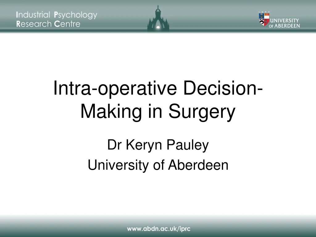 intra operative decision making in surgery n.
