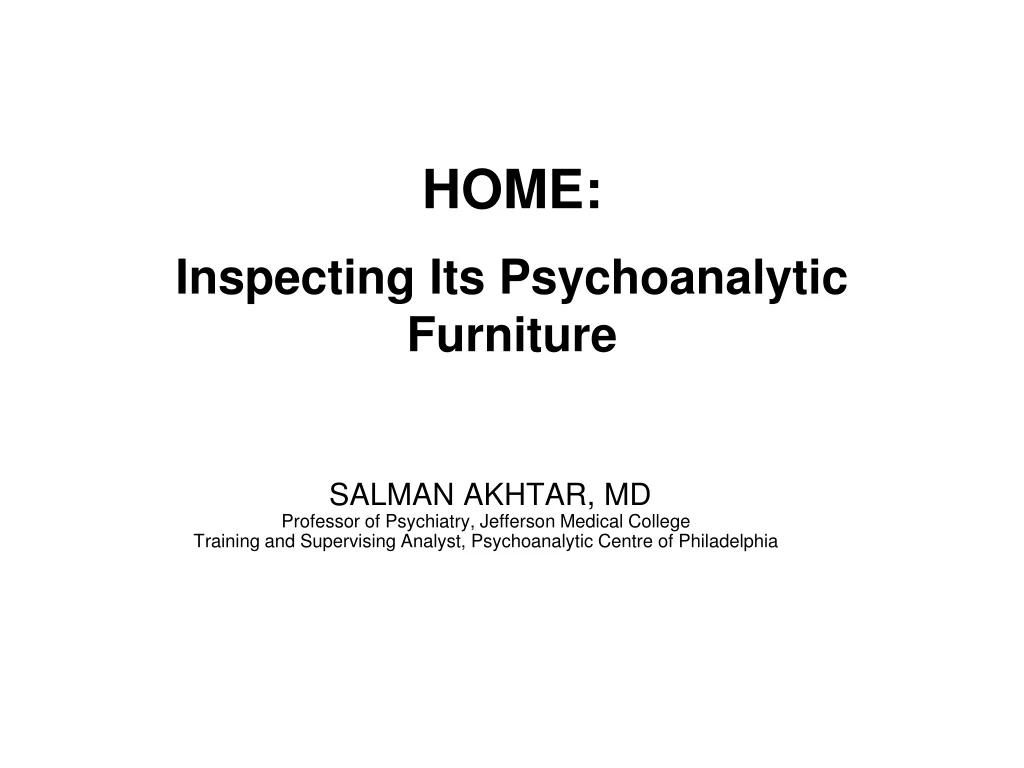 home inspecting its psychoanalytic furniture n.