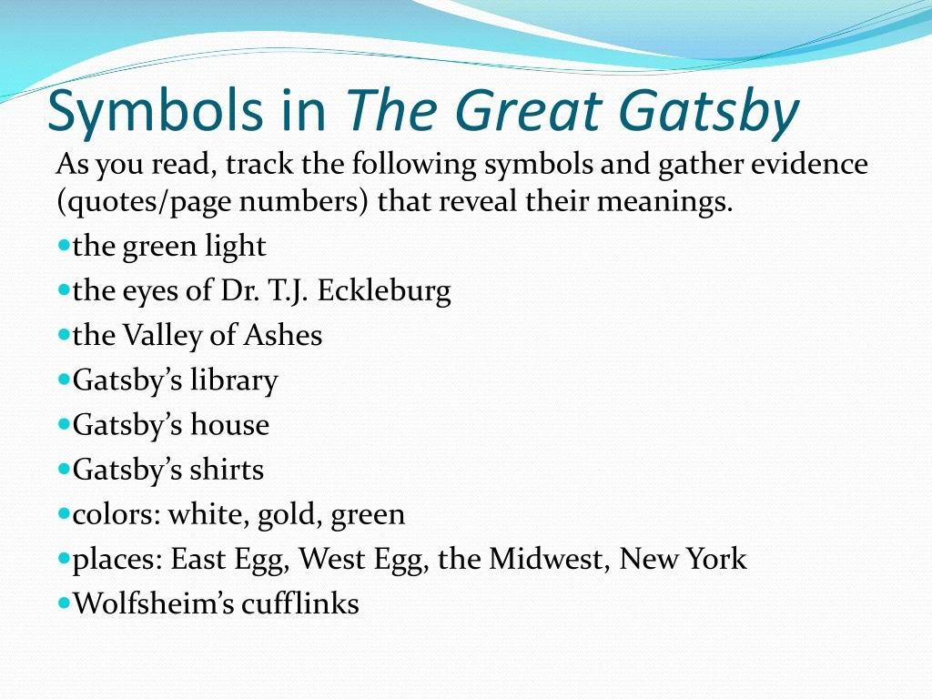 best symbols in the great gatsby