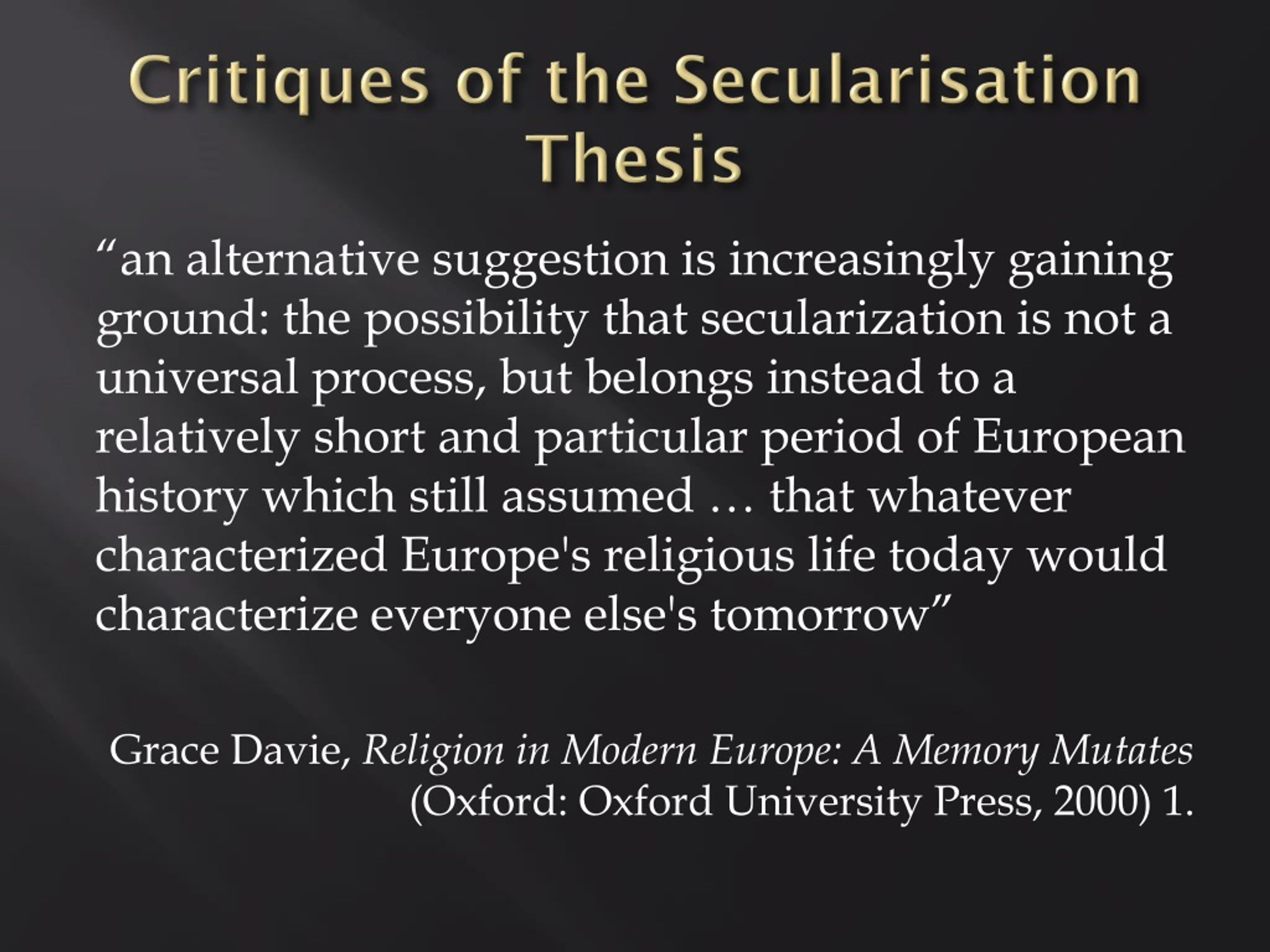 secularization thesis meaning