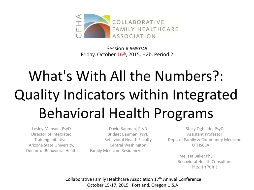 what s with all the numbers quality indicators within integrated behavioral health programs n.