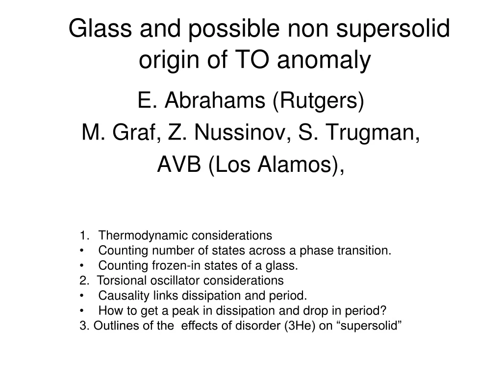 glass and possible non supersolid origin of to anomaly n.
