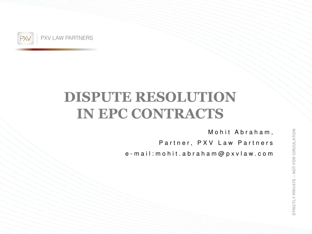 dispute resolution in epc contracts n.