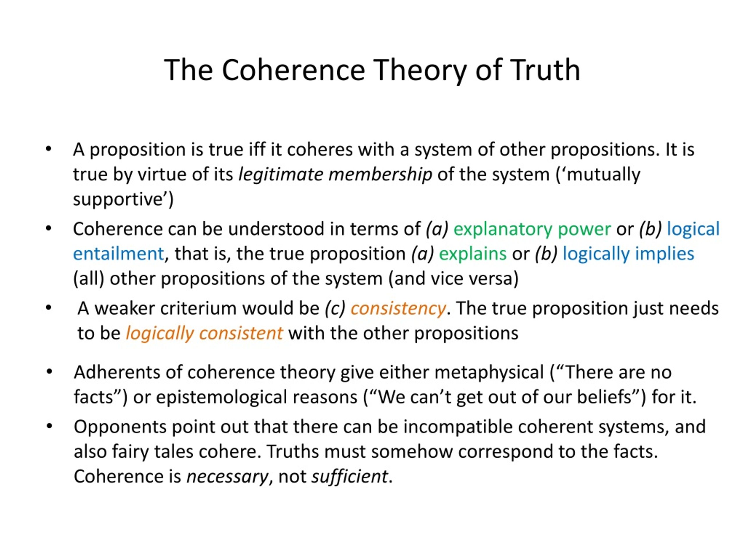 coherence theory of truth example