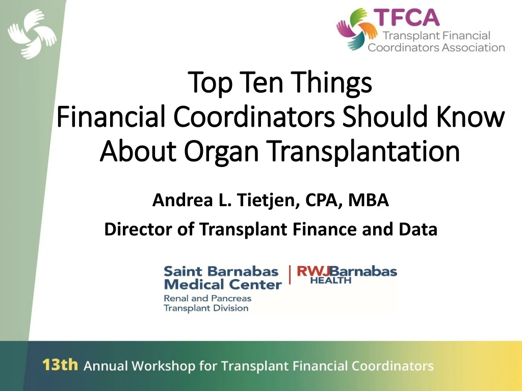 top ten things financial coordinators should know n.