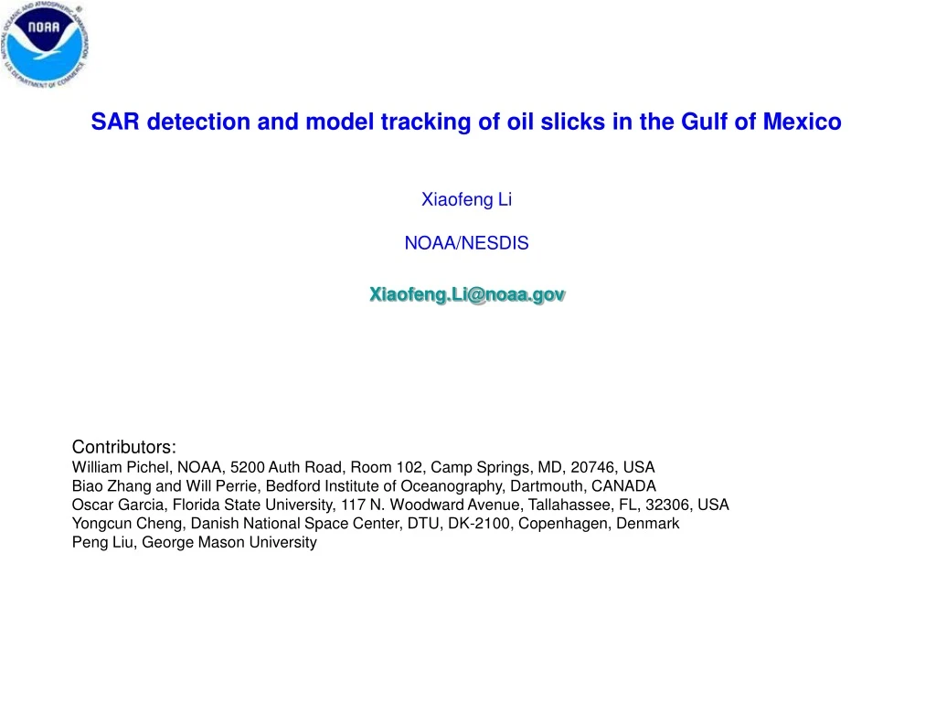 sar detection and model tracking of oil slicks n.