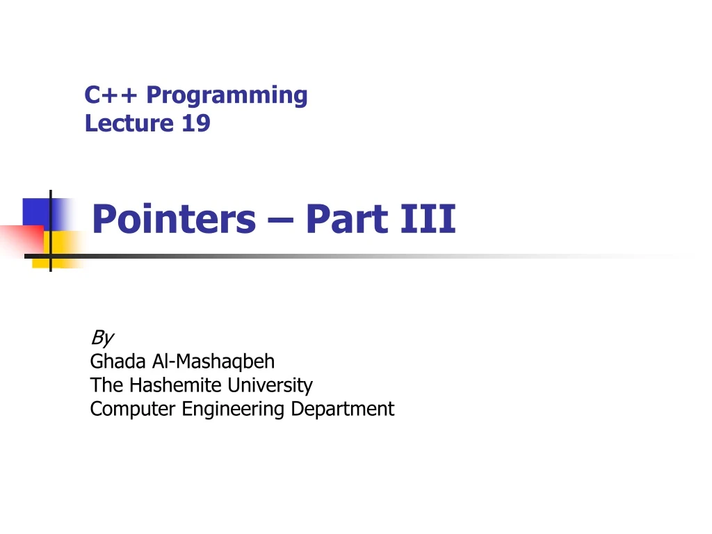 c programming lecture 19 pointers part iii n.