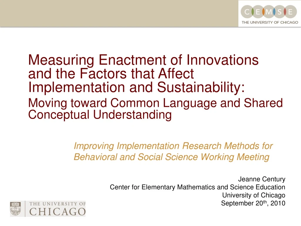 improving implementation research methods for behavioral and social science working meeting n.