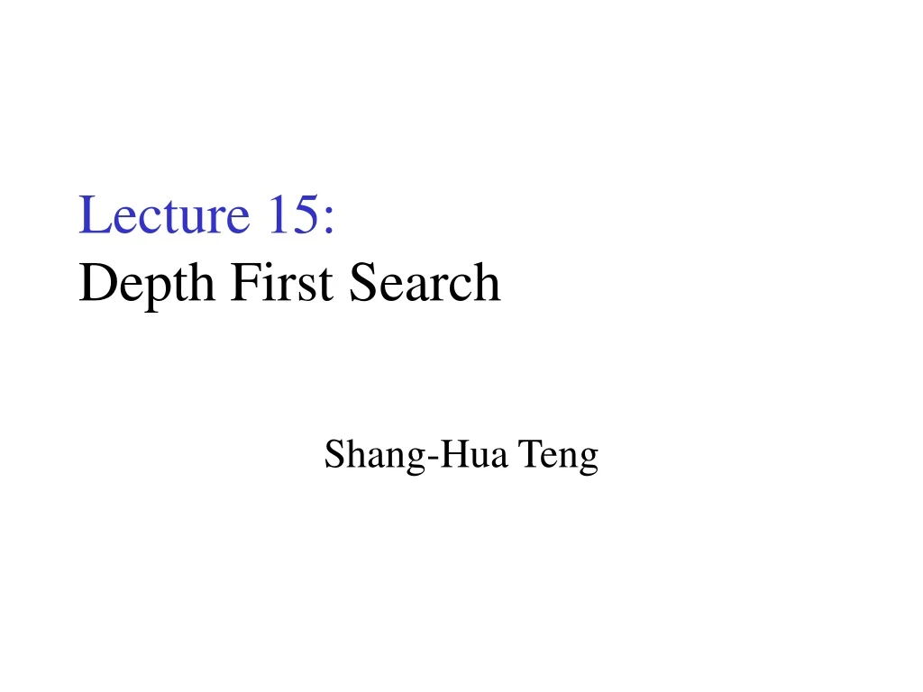 lecture 15 depth first search n.