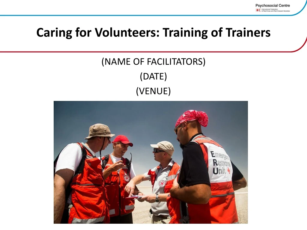 caring for volunteers training of trainers n.