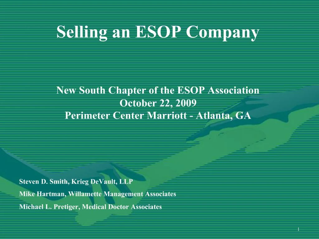 PPT Selling an ESOP Company New South Chapter of the ESOP Association
