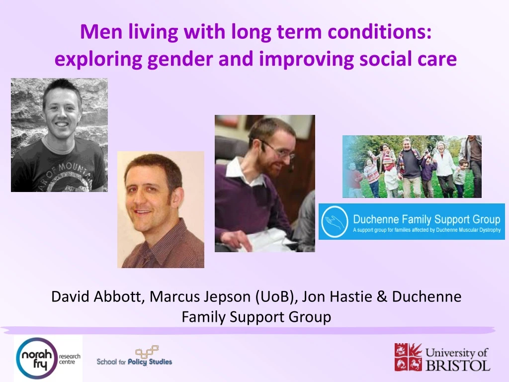 men living with long term conditions exploring gender and improving social care n.