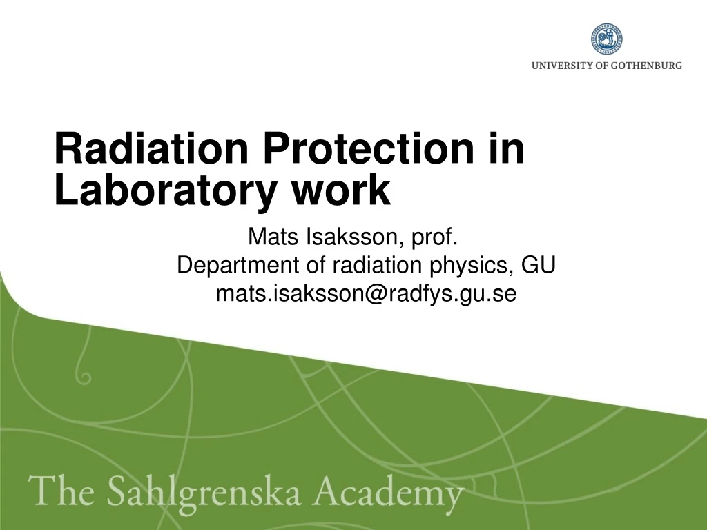 radiation protection in laboratory work n.