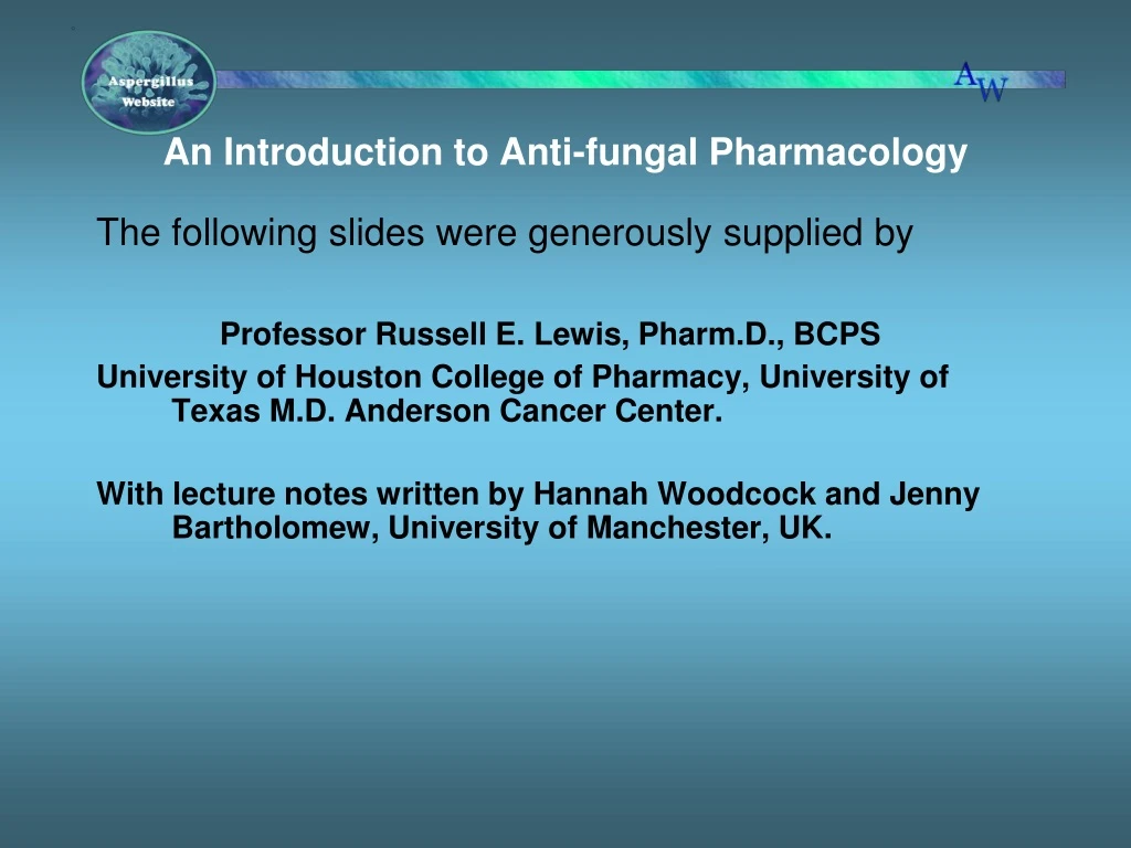 an introduction to anti fungal pharmacology n.