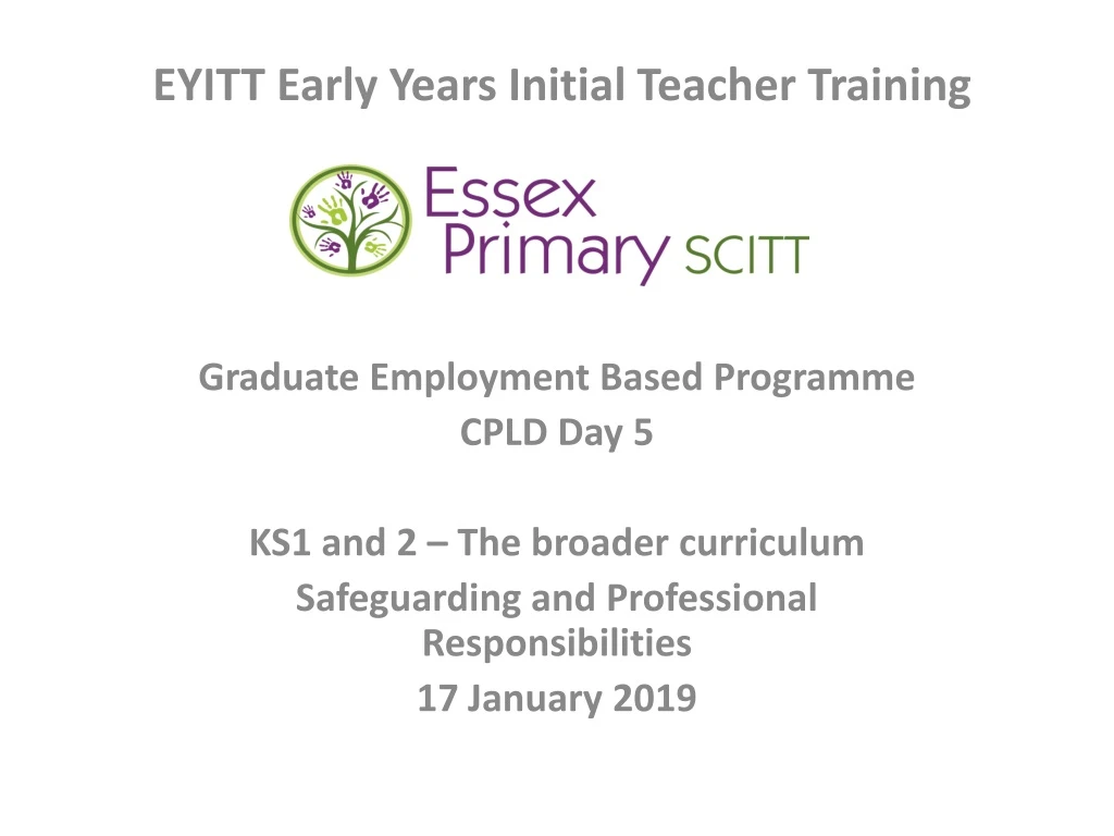 eyitt early years initial teacher training n.