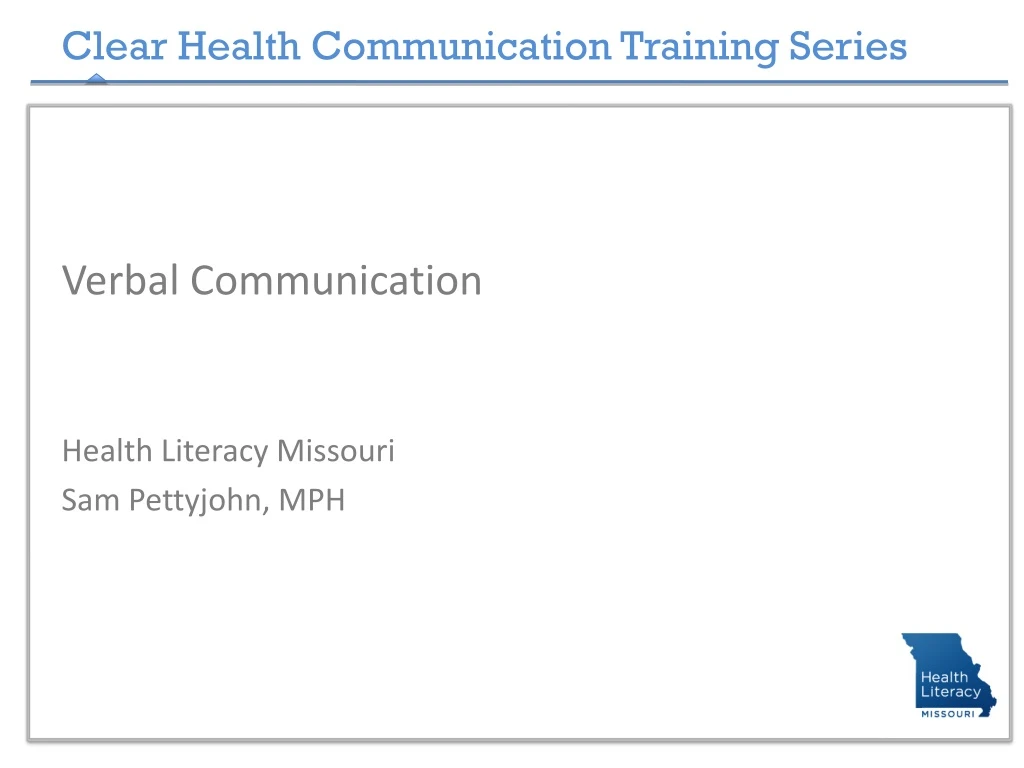 clear health communication training series n.