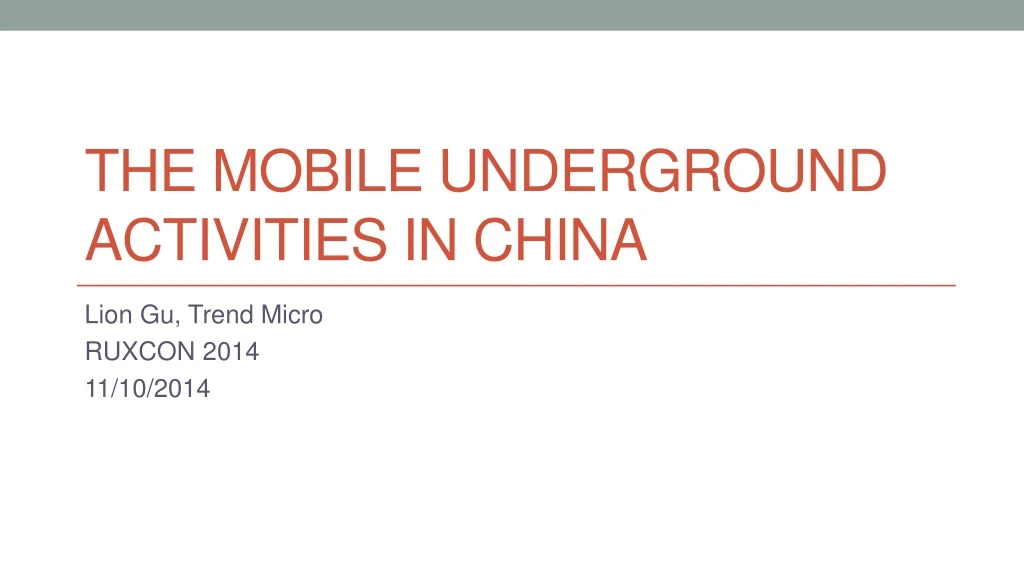 the mobile underground activities in china n.