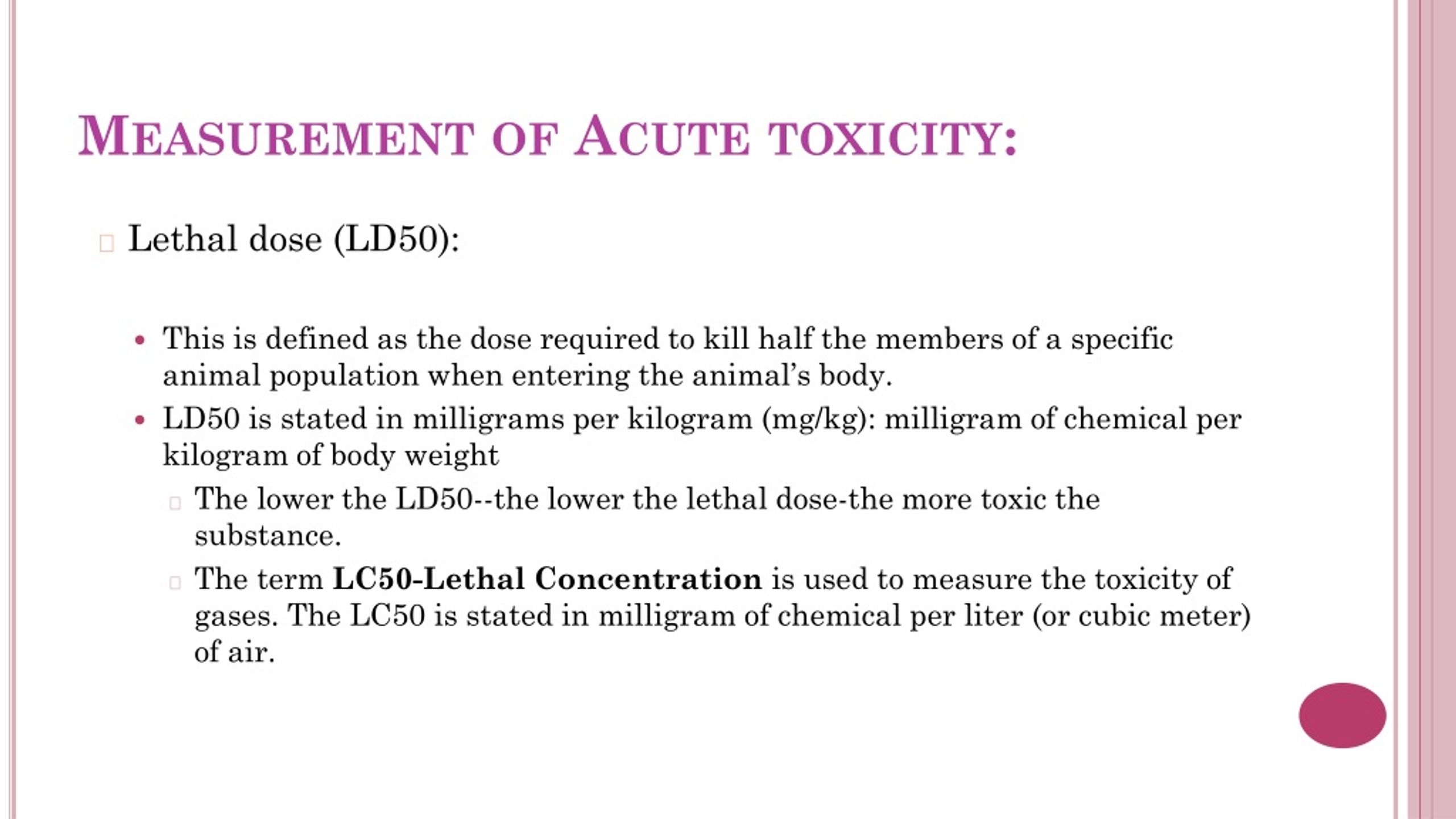 Measures of Toxicity