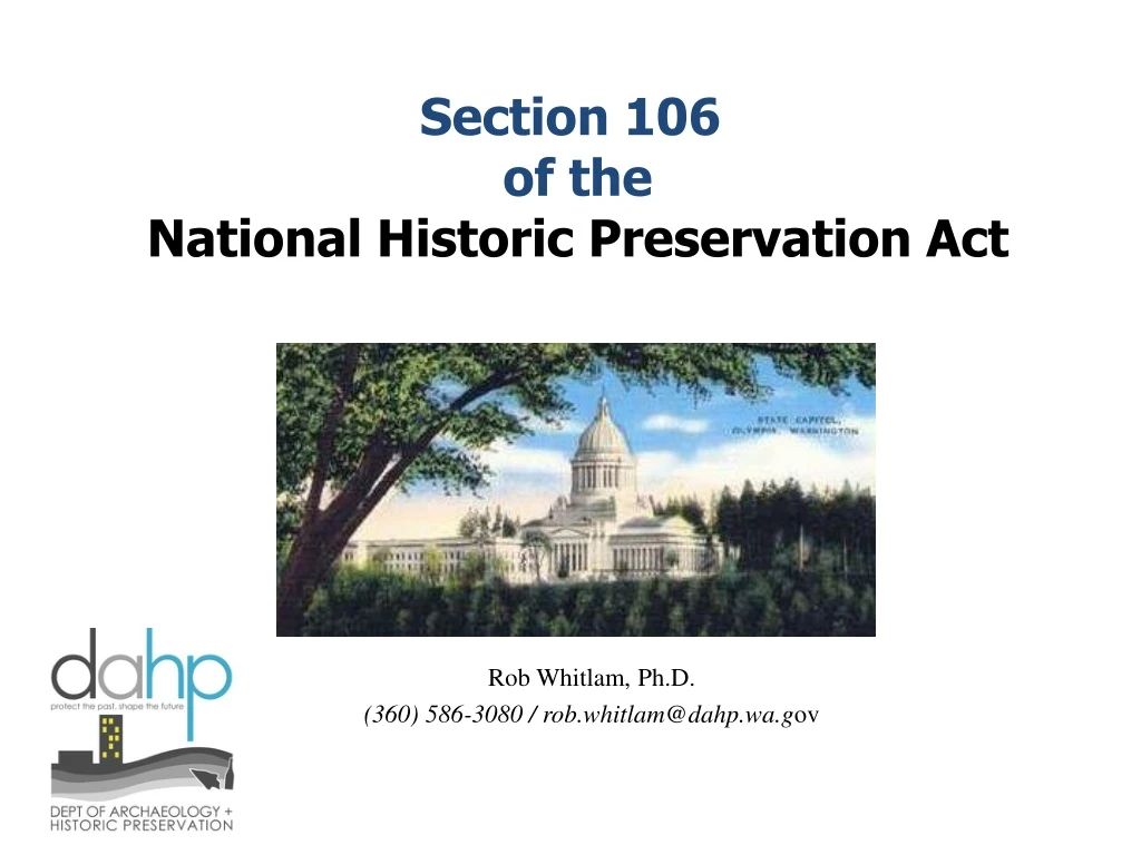 PPT - Section 106 Of The National Historic Preservation Act PowerPoint ...