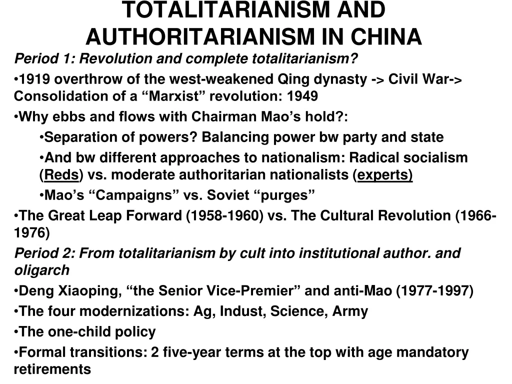 PPT - TOTALITARIANISM AND AUTHORITARIANISM IN CHINA PowerPoint ...