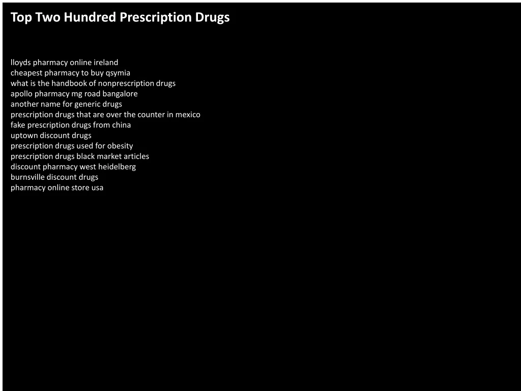 top two hundred prescription drugs n.