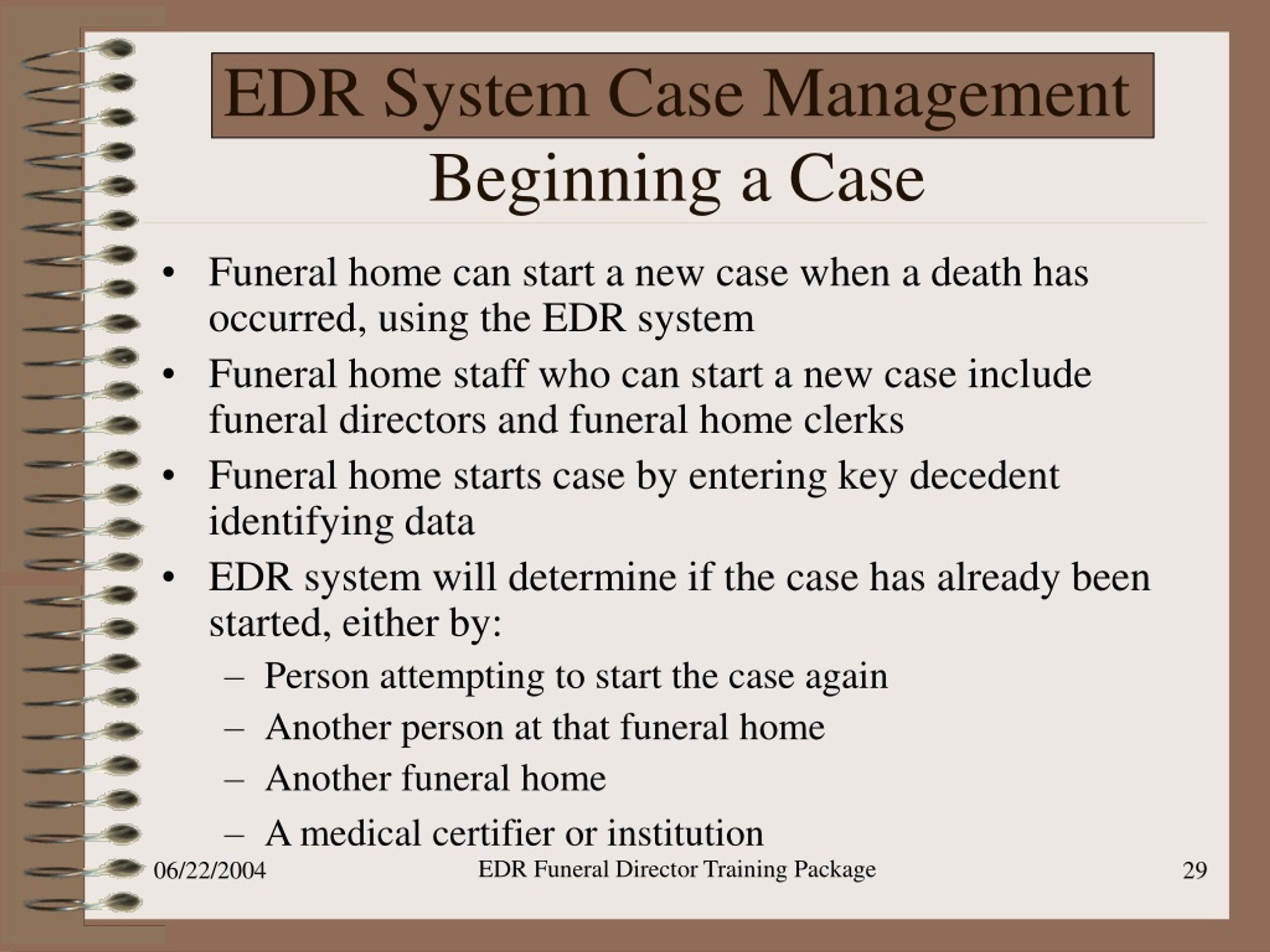 EDRS Help - Funeral Home Users