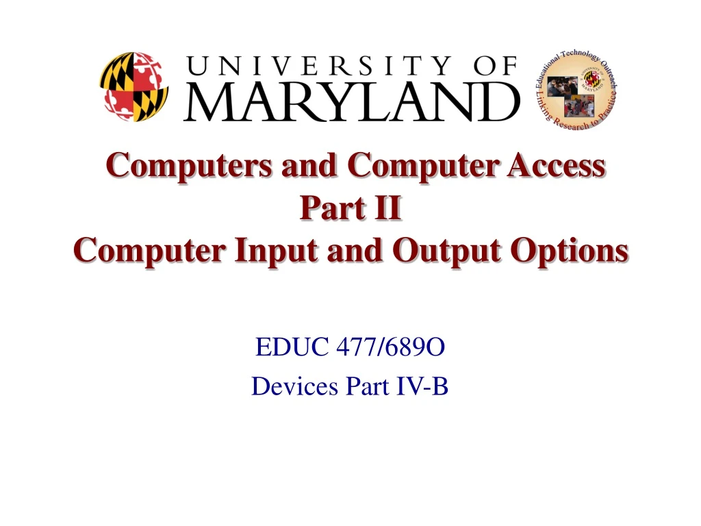 computers and computer access part ii computer input and output options n.