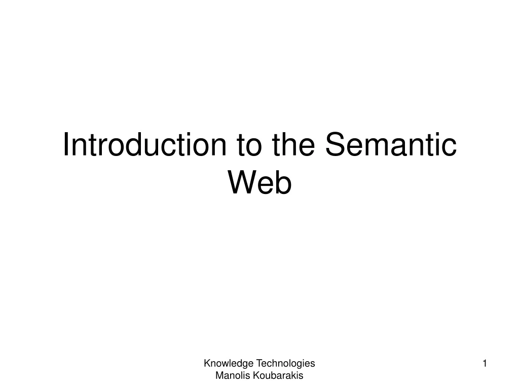 introduction to the semantic web n.