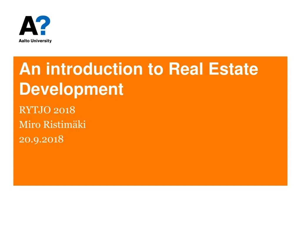 an introduction to real estate development n.