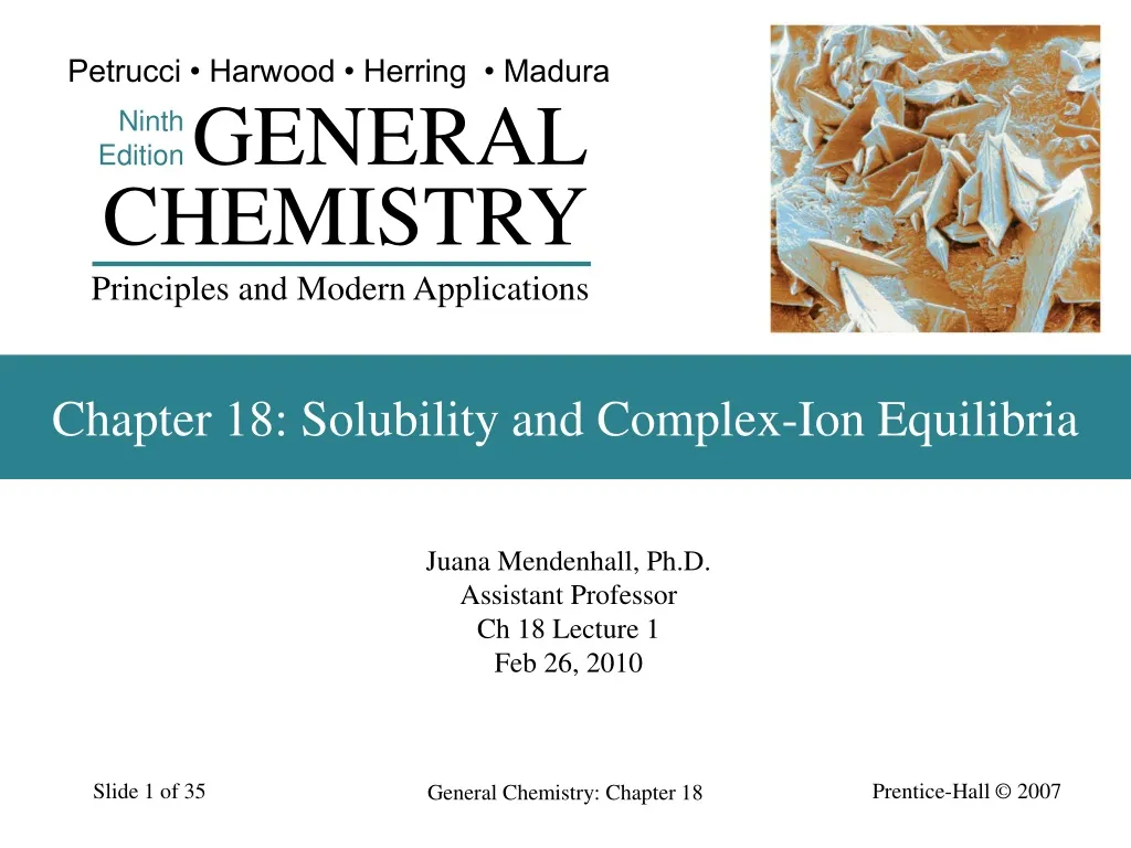 chapter 18 solubility and complex ion equilibria n.