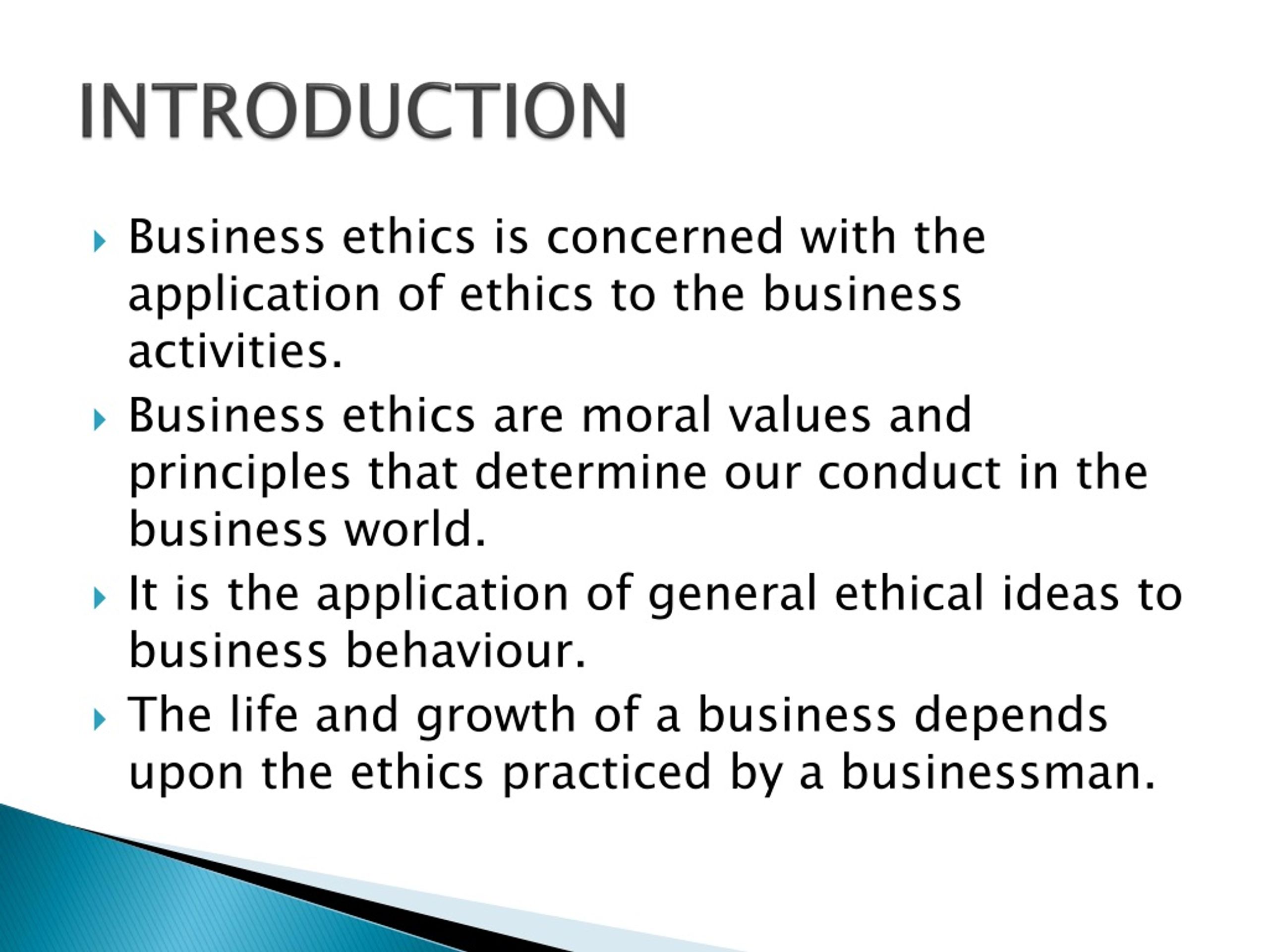 introduction to business ethics research paper