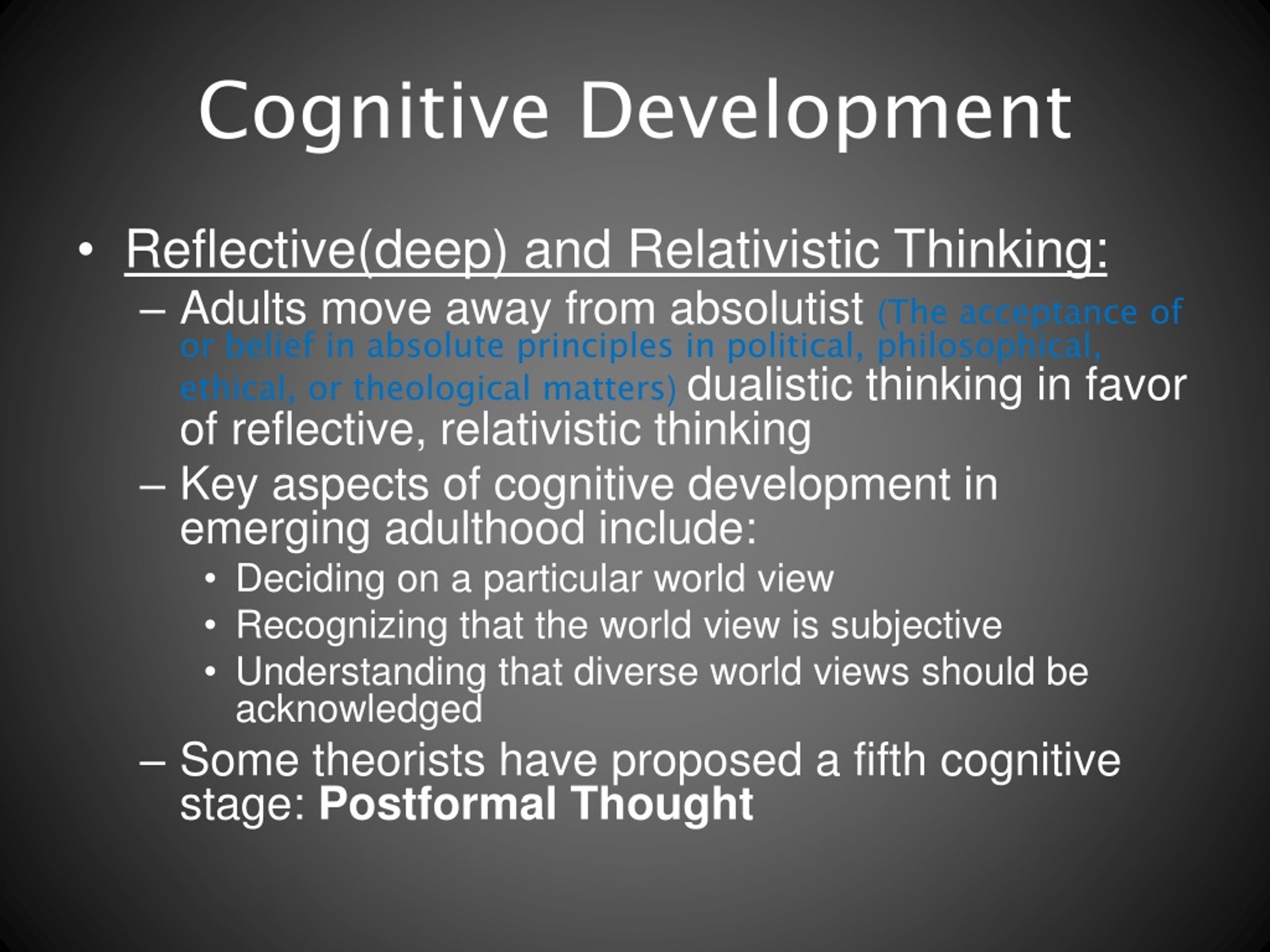 PPT Physical and Cognitive Development in Early Adulthood