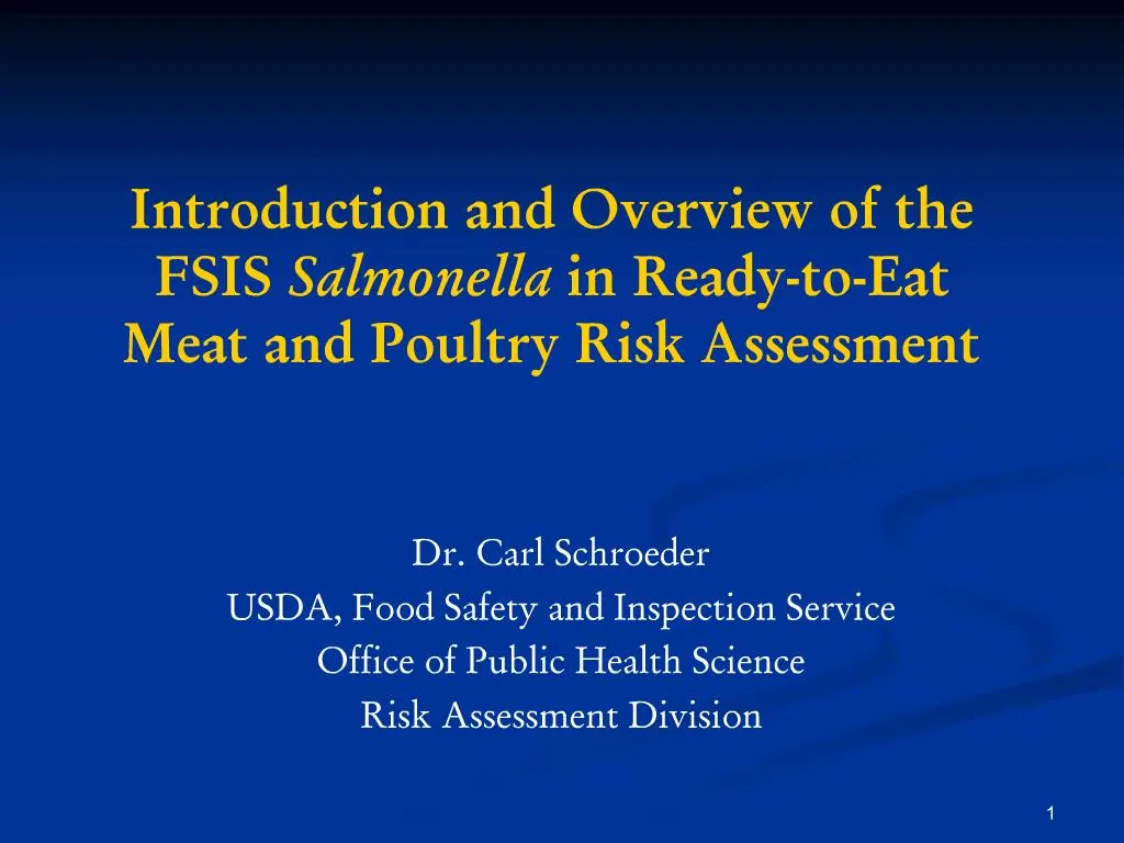 PPT - Introduction And Overview Of The FSIS Salmonella In Ready-to-Eat ...