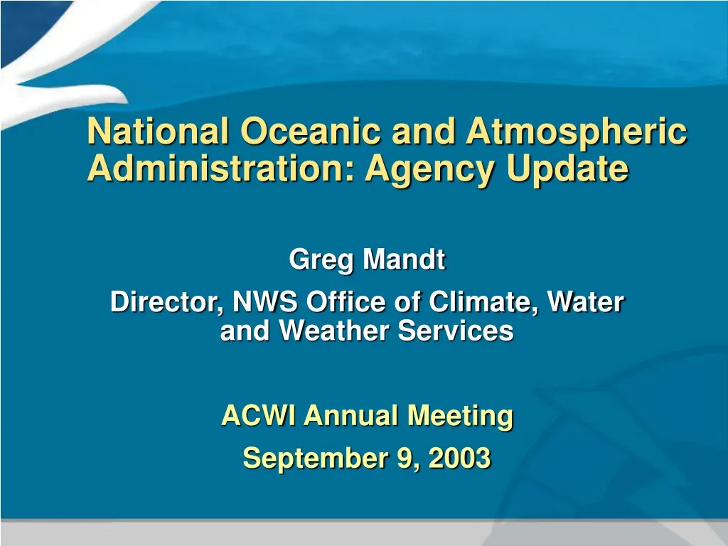 PPT - National Oceanic And Atmospheric Administration: Agency Update ...