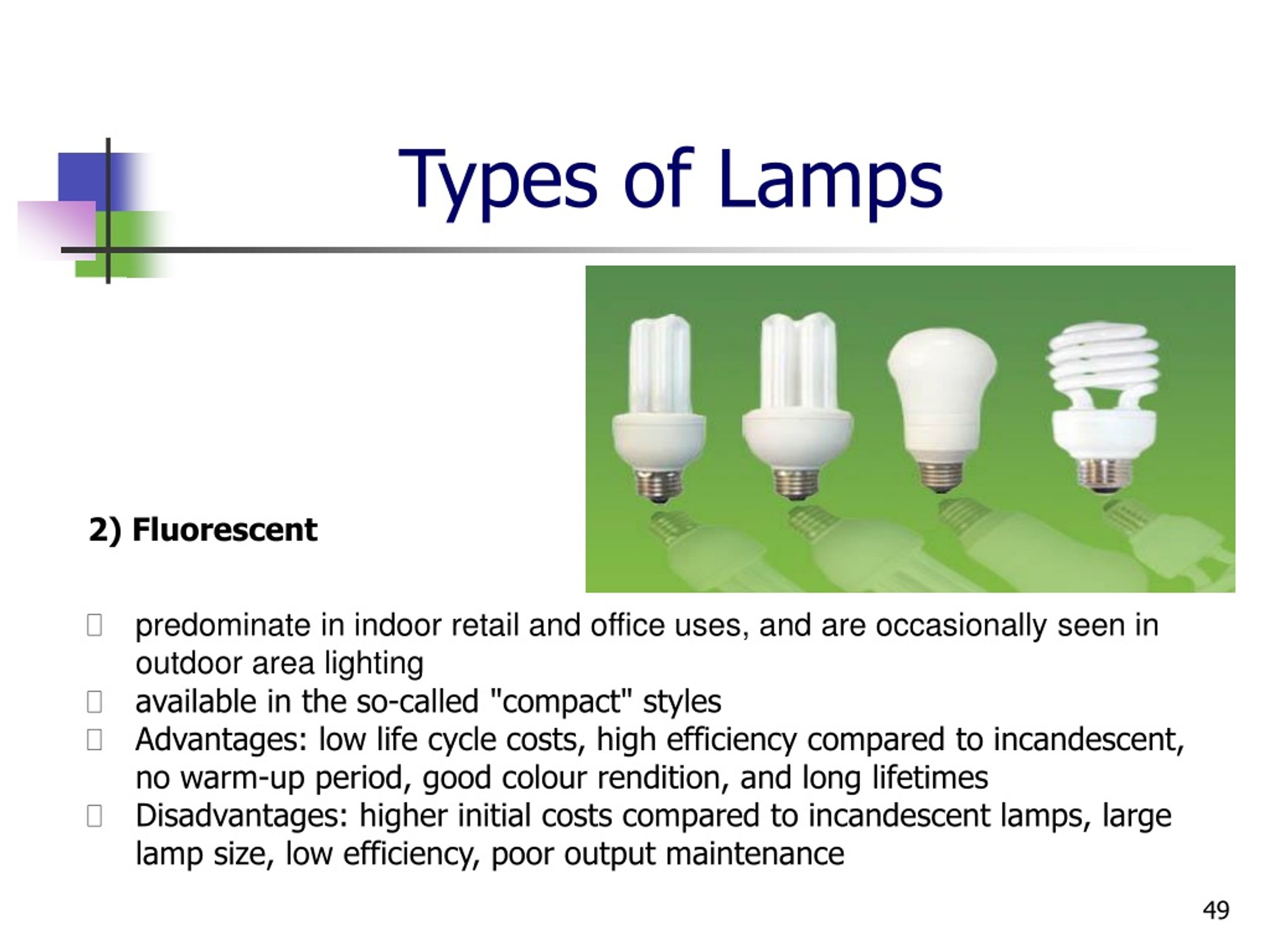 Types of lamps