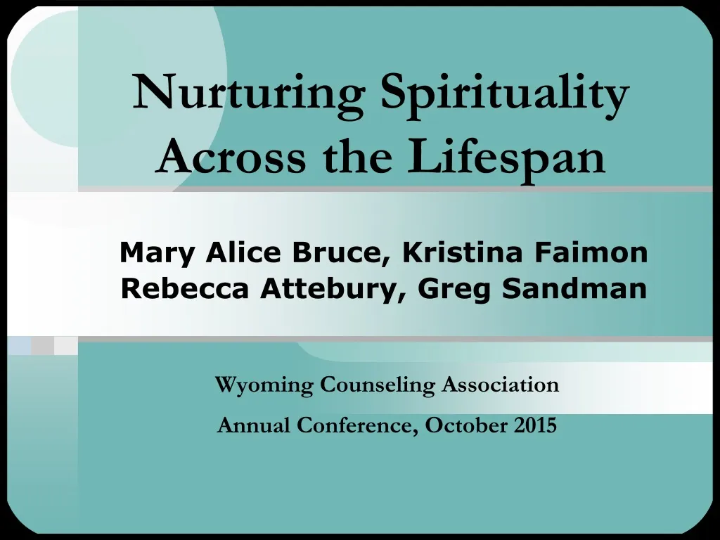 nurturing spirituality across the lifespan n.